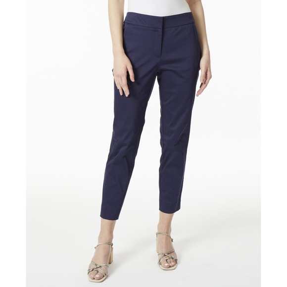 Jones New York‎ Pants Womens 2 Navy Blue Fly Front Slim Ankle Zip Pockets Career - Picture 1 of 11